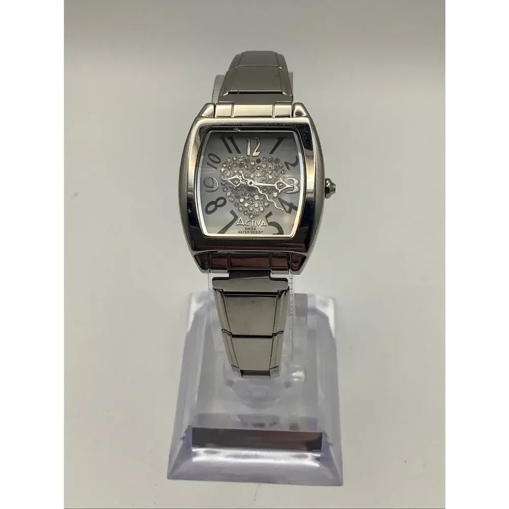Activa Bulova Womens Swiss Quartz Tonneau Steel Watch
